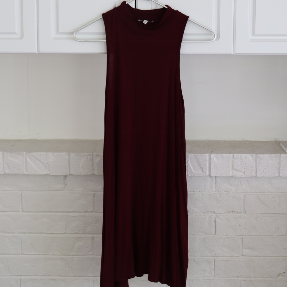 Charlotte Russe Maroon Muscle High Neck Dress